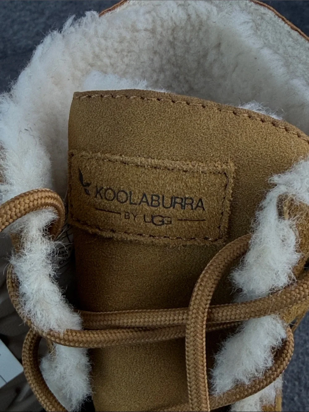 UGG Koolaburra Chestnut‎ Suede Lace-Up Shearling-Trim Boots Size 8 -Brand New